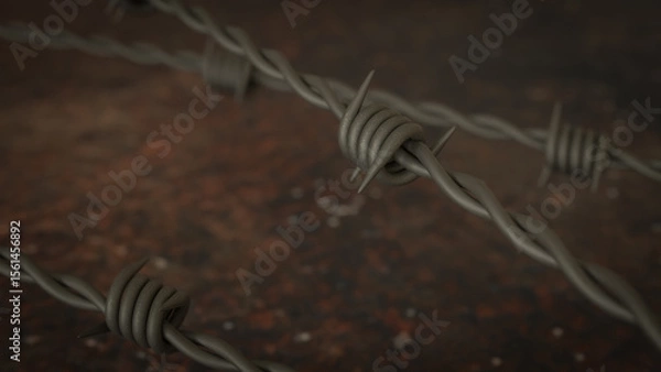 Obraz The  Barbed wire on Rusty Background for war concept  3d Rendering.