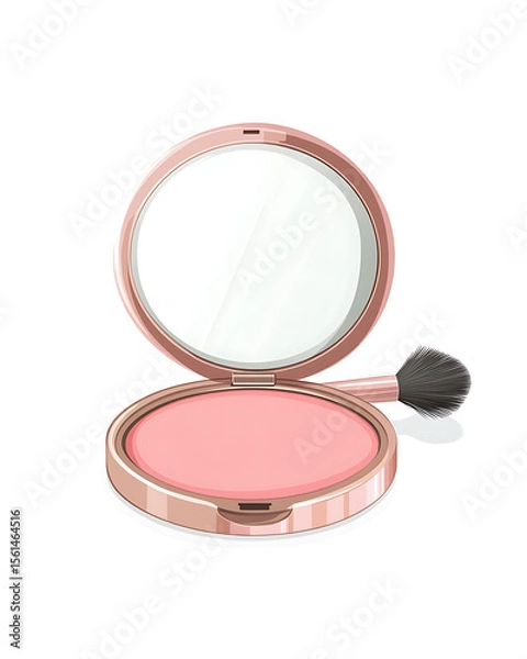 Fototapeta Illustrations of cosmetic products and teenage models in various makeup scenarios, isolated on white background for commercial beauty and skincare concepts.