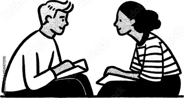 Fototapeta Mentor and mentee in thoughtful discussion for guidance and learning