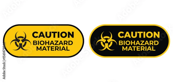 Obraz Set hazard danger yellow vector signs. Biohazard sign, logo, badge, icon, sticker, label, emblem, stamp, symbol, black, line, flat vector, isolated illustration