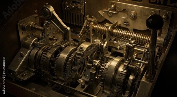Obraz Intricate clockwork mechanism showcasing complex gears and engineering precision reflecting a