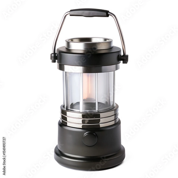 Fototapeta Portable Camping Lantern with Handle on White Background