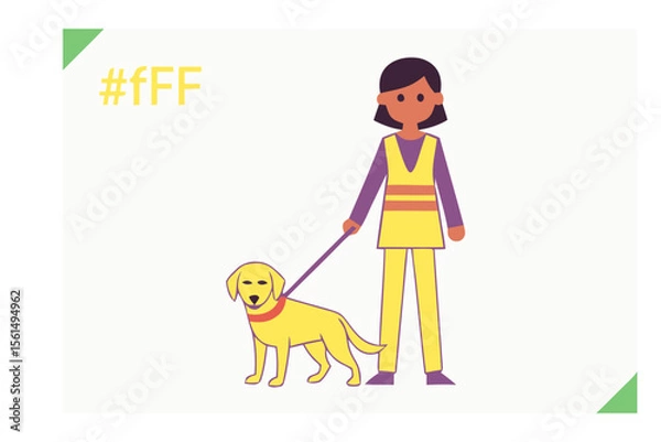 Fototapeta A Guiding Light: An illustration showcasing a person and their service dog. The vibrant hues draw the eye, promoting awareness and inclusion.
