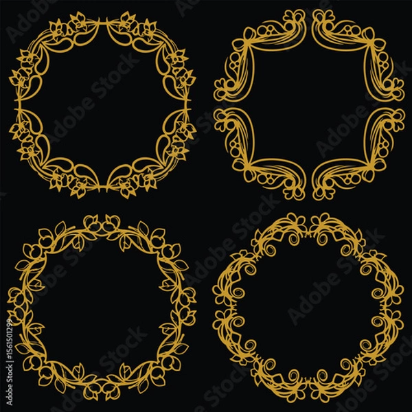 Obraz Essential Floral Borders Decorative Banner Collection Foundational Premium Elements