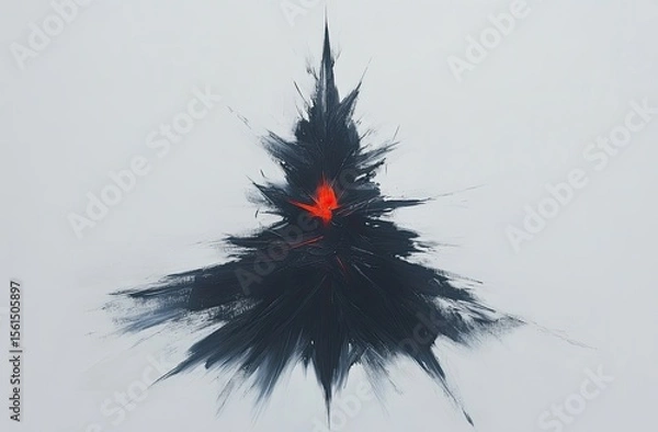 Obraz Abstract dark triangular shape with a red center on a light background