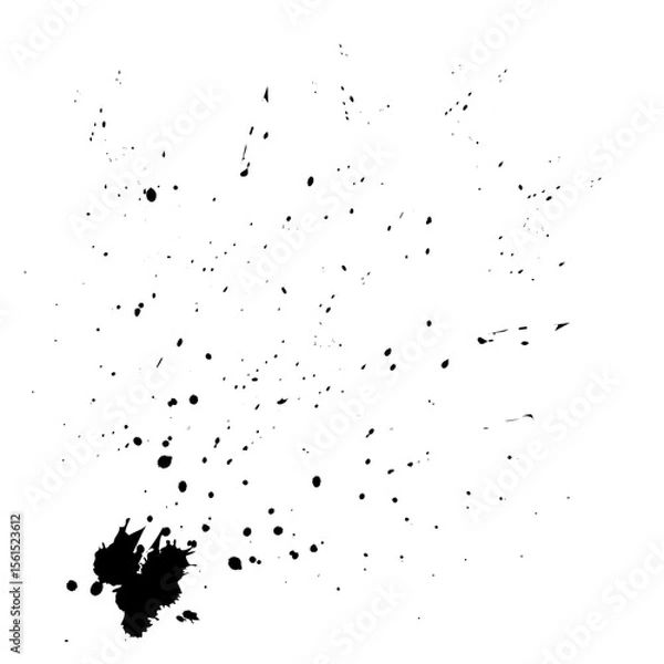 Fototapeta Ink stains. Messy grunge stain set. Paint splashes on white background. Dirty background. Brush strokes. Black blot.