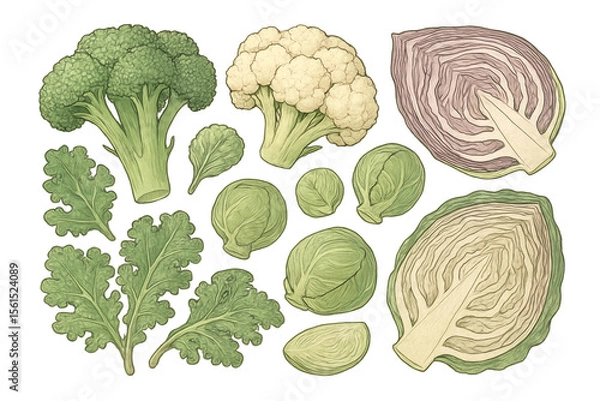 Fototapeta Selection of assorted fresh vegetables on white background.