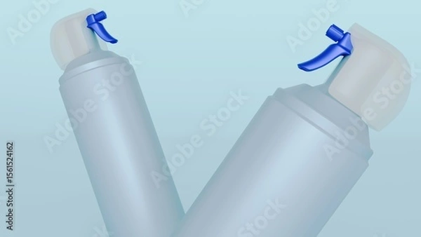 Fototapeta A 3d rendering of cylindrical bottle of an air duster, with no labels or prominent branding visible. A white spray nozzle with a distinct blue trigger mechanism.