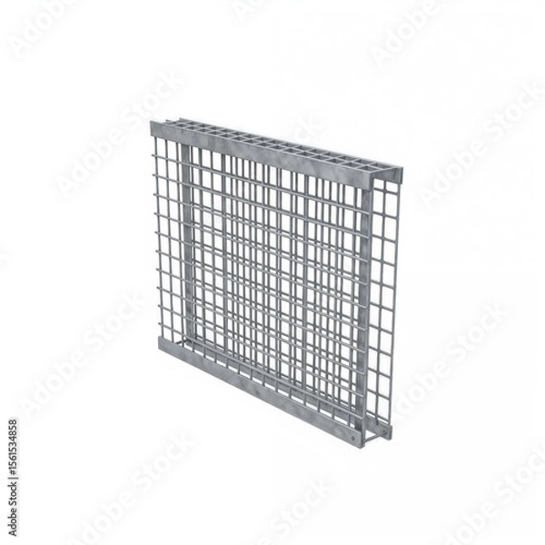 Fototapeta Grating wire fence panels,  Metal wire mesh panel in industrial gray color  , isolate, no background