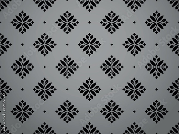 Obraz Flower geometric pattern. Seamless vector background. Gray and black ornament. Ornament for fabric, wallpaper, packaging. Decorative print