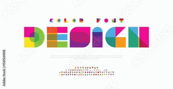 Fototapeta Modern Design creative abstract digital colorful alphabet font design template set. Minimal Fashionable technology typography, minimal urban sport fashion futuristic font design. vector illustration