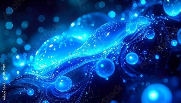 Fototapeta abstract blue background with bubbles