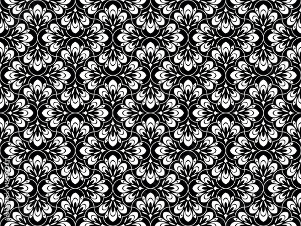 Obraz Flower geometric pattern. Seamless vector background. White and black ornament.