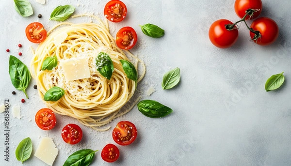 Fototapeta An artful composition of spiralized spaghetti