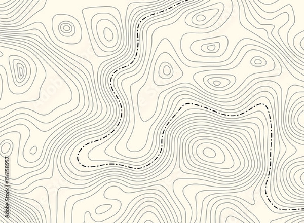 Fototapeta Topographic map with border, vector background. Topo contour map with boundary. Vector illustration.