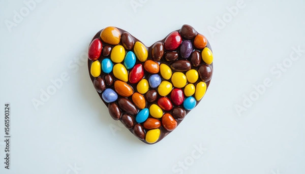 Fototapeta Heart shaped figure formed by multi colored alm