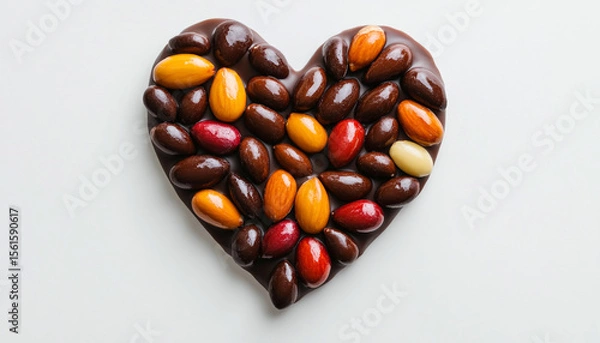 Fototapeta Heart shaped figure formed by multi colored alm