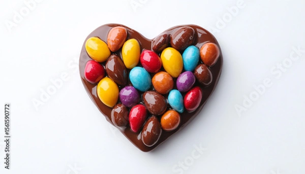 Fototapeta Heart shaped figure formed by multi colored alm