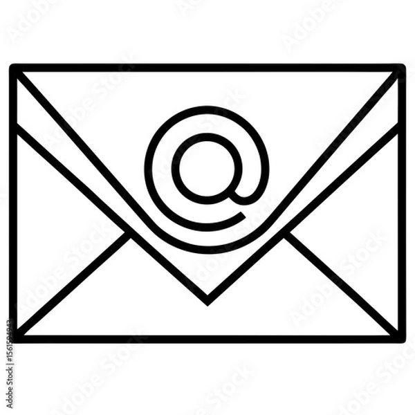Fototapeta Email Contact Icon Vector | Generative AI & Linocut Silhouette Design