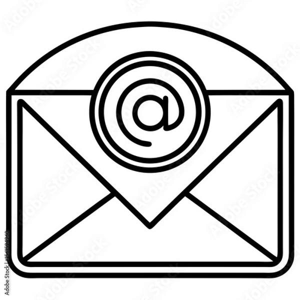 Fototapeta Email Contact Icon Vector | Generative AI & Linocut Silhouette Design