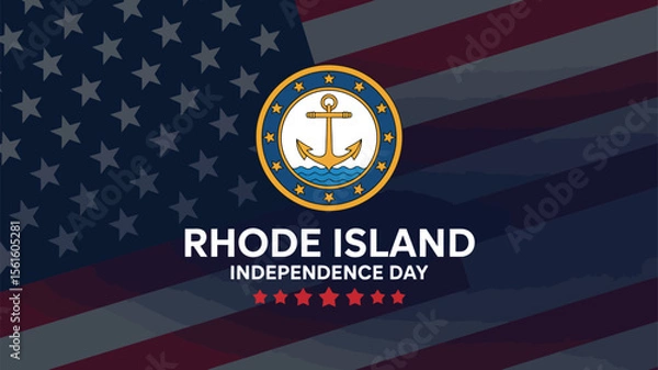 Fototapeta Rhode island state emblem with anchor and stars on american flag background representing patriotism, heritage and national celebration
