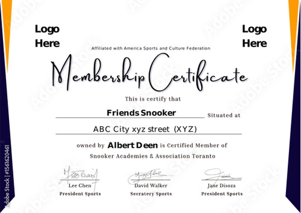 Obraz Membership Certificate