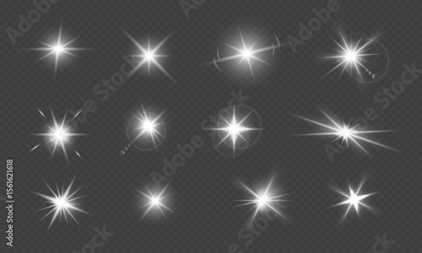 Fototapeta Vector shine stars. Abstract glow light effect isolated on transparent background.