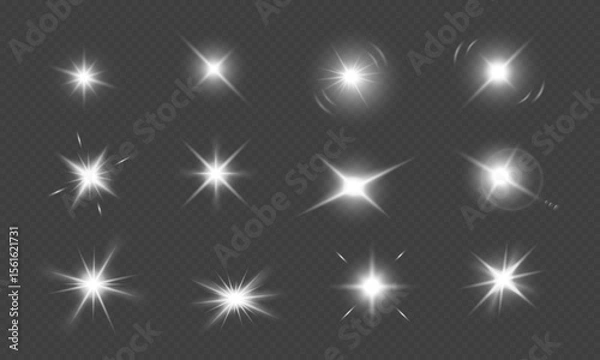 Fototapeta Vector shine stars. Abstract glow light effect isolated on transparent background.