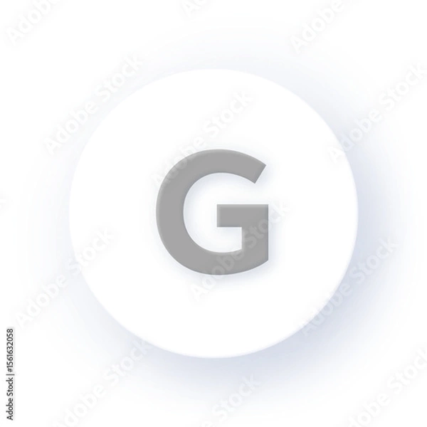 Fototapeta Neumorphism Soft Shadow Alphabet G Letter G Character Typography Capital Text Symbol UI UX School ABC Font Learning Design Drop Shadow on Dark Background Neumorphic