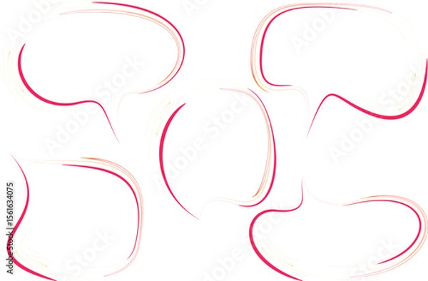Fototapeta red orange abstract art stroke outline speech bubbles set