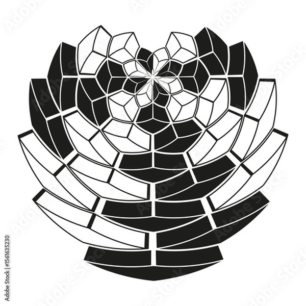 Obraz Abstract spiral pattern. Geometric fragmented design. Dynamic swirl shape. Monochrome illustration.
