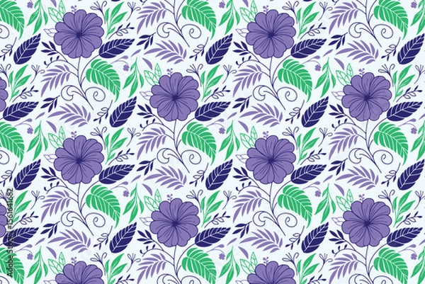 Obraz minimal floral drawing with continuous cotton flower detail and abstract leaves for textile design, fashion printing, and wrapping

