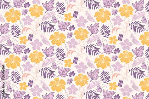 Obraz fine line floral drawing with seamless cotton flower repetition and minimal layout perfect for packaging, table covers, and clothing

