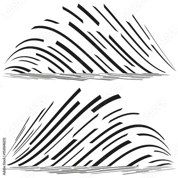 Obraz Abstract curved lines. Organic flowing shapes. Monochrome stripe elements. Vector graphic illustration.