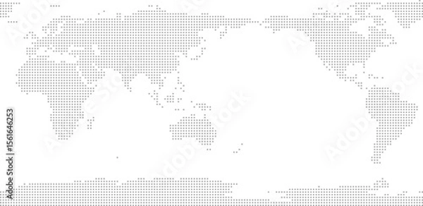 Obraz Simplified world vector map with square dot grid (APAC view, PPT-compatible & fully editable)