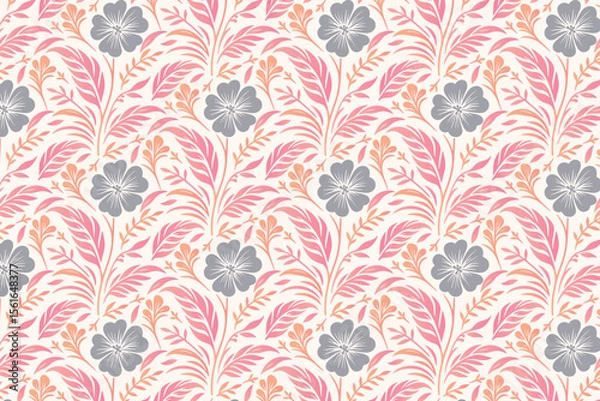 Obraz seamless rose flower pattern with artistic line sketches and abstract leaf illustrations for packaging, bedsheets, and fashion fabric


