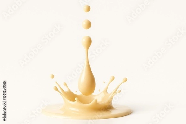 Fototapeta Cake Batter Splash on White Background, Macro High-Speed Baking Concept.