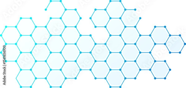 Fototapeta Blue hexagonal network abstract background. Clean tech background with blue hexagonal structure. Concept and idea for healthcare, technology, innovation, medicine, technology,  science and research.