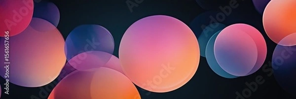 Fototapeta Abstract background of overlapping, vibrant, translucent circles in various shades of pink, purple, and orange