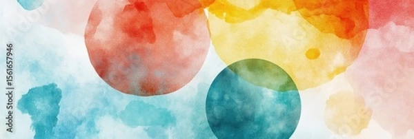 Fototapeta Abstract watercolor circles in various colors