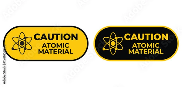 Fototapeta Danger warning circle yellow sign. Atomic sign vector icon. Isolated on a blank, editable and changeable background.