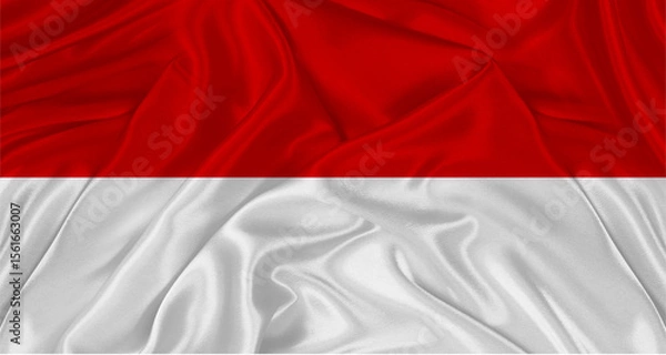 Fototapeta Flag of Monaco with cloth texture. Close up of Monégasque flag waving