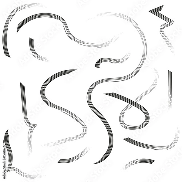 Obraz Smoke wave pattern. Flowing vapor lines. Vector steam shapes. Abstract wind curves.