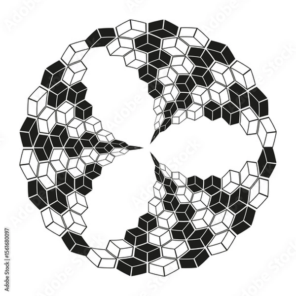 Obraz Abstract circular pattern. Geometric floral design. Interconnected fractal shapes. Vector illustration.
