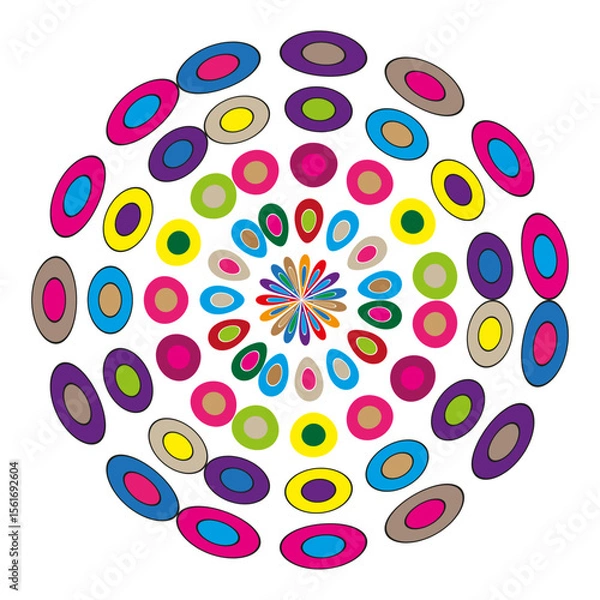 Obraz Colorful spiral pattern. Abstract radial design. Vibrant concentric circles. Vector illustration.