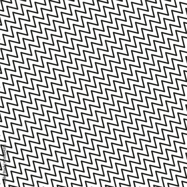 Obraz Zigzag line pattern. Abstract geometric design. Monochrome wave texture. Vector graphic illustration.
