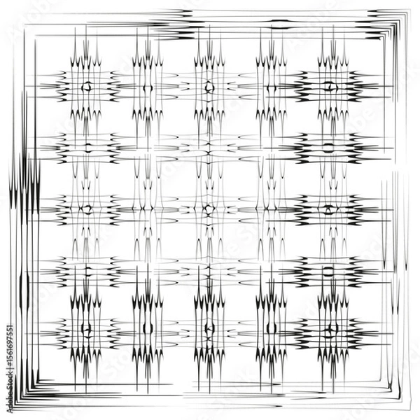 Obraz Intricate geometric pattern. Symmetrical line art. White background. Vector illustration.
