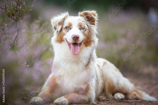 Obraz Beautiful Aussie Dog in Blooming Heath