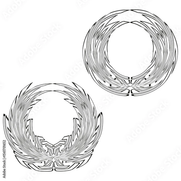 Obraz Silver wreath frames. Round laurel design. Decorative circle ornament. Vintage vector element.