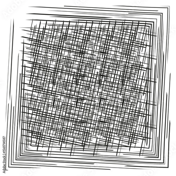 Obraz Abstract scribble texture. Chaotic line pattern. Monochrome hand drawn effect. Vector graphic illustration.